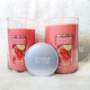 Strawberry Lemon Ice Yankee Candles, 22 oz. & 12 oz Bundle, New, Never warmed